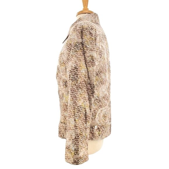 Chicos 1 Medium Jacket Silk Gold Silver Metallic Blazer Button-up Jacquard Y2K - Picture 9 of 13